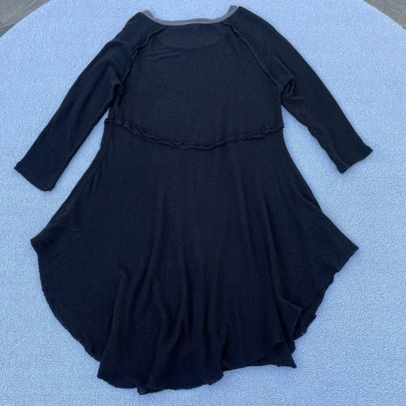 Free People Top/Sweater Womens Size S/P Black w/Grey Collar Raw Hem 'Intimately' - Picture 6 of 11